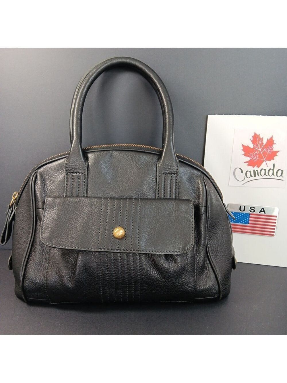 Leather Liz Claiborne Womens Swing Handbag Purse Very Good Cond Black Leather